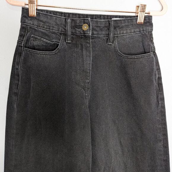 COLLUSION x005 Washed Black Straight Leg Jeans Cutoff High Rise Size 26 - Picture 6 of 9